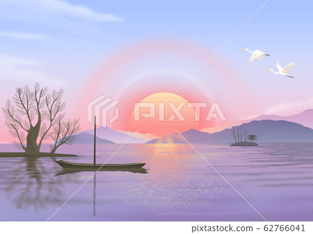 Nature landscape with sunrise illustration 004 Nature landscape with sunrise illustration 004 62766041