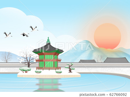 Nature landscape with sunrise illustration 007 Nature landscape with sunrise illustration 007 62766092