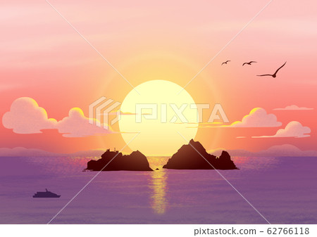 Nature landscape with sunrise illustration 002 Nature landscape with sunrise illustration 002 62766118