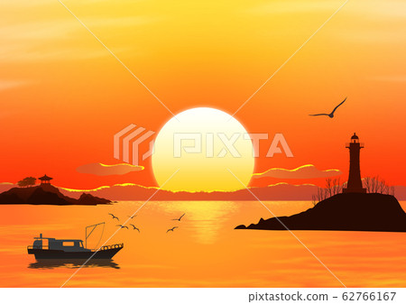 Nature landscape with sunrise illustration 010 Nature landscape with sunrise illustration 010 62766167