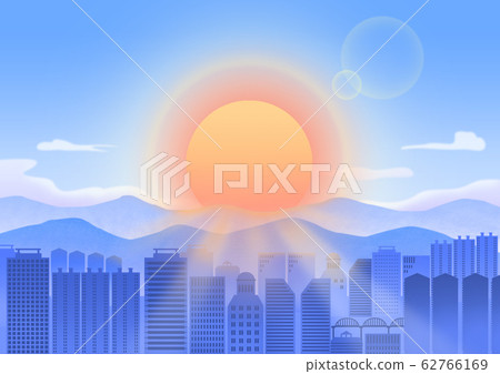 Nature landscape with sunrise illustration 009 Nature landscape with sunrise illustration 009 62766169