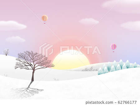 Nature landscape with sunrise illustration 008 Nature landscape with sunrise illustration 008 62766177