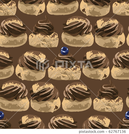 Semla. Traditional swedish dessert with whipped chocolate cream 62767136