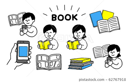 People set for reading books and e-books (simple) 62767918
