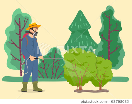 Farmer Spraying Poison Shrubs Using Pulverizer Farmer Spraying Poison Shrubs Using Pulverizer 62768083