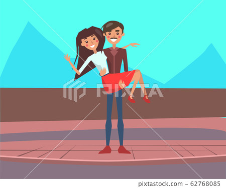 Man Holding Woman in his Hands, Couple in Love Man Holding Woman in his Hands, Couple in Love 62768085