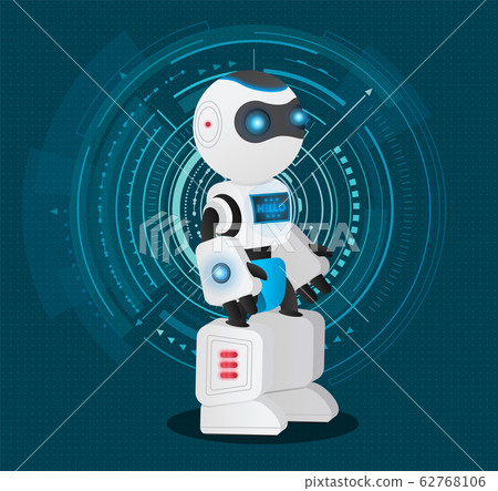 Artificial Intelligence, Futuristic Robot Machine - Stock Illustration ...