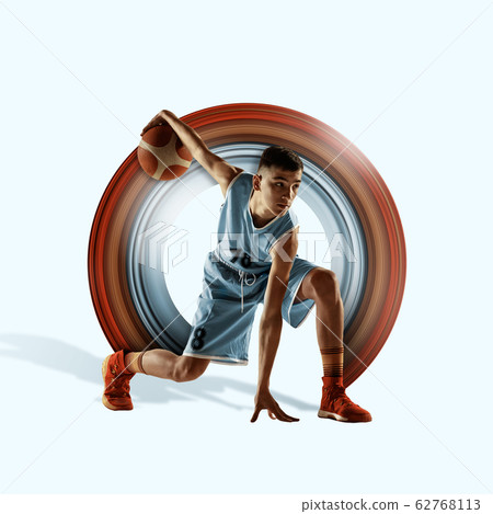 Full length portrait of a basketball player with ball Full length portrait of a basketball player with ball 62768113