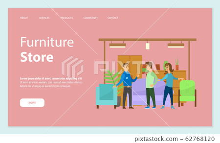 Furniture Store Seller and Clients in Shop Vector Furniture Store Seller and Clients in Shop Vector 62768120