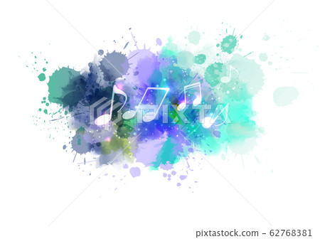 Music notes on watercolor splash background Music notes on watercolor splash background 62768381