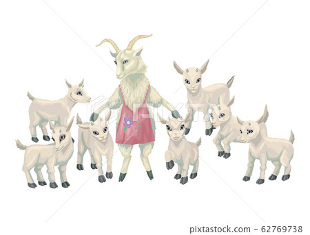 Mother goat with baby goats. Vector illustration 62769738