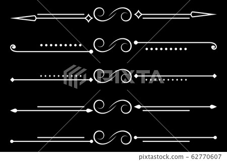 Simple ornamental dividers on black background Simple ornamental dividers on black background 62770607