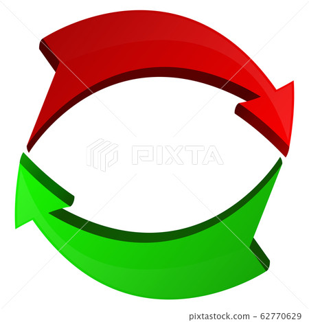 Red and green arrows in circular motion 62770629
