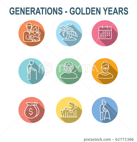 Generations - Golden Years Icon Set with-插圖素材 [62771366] - PIXTA圖庫