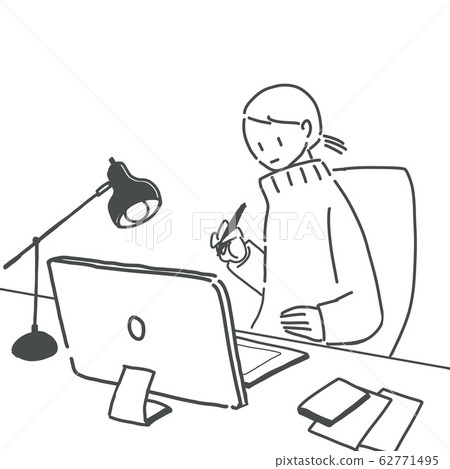 遠程辦公，工作，游牧工作，自由職業者，不戴眼鏡 62771495