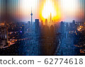 Tianjin city aerial sunset cityscape from day to night in one photo 62774618