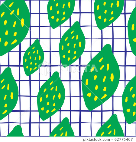 Green lemon seamless pattern in doodle style. Green lemon seamless pattern in doodle style. 62775407