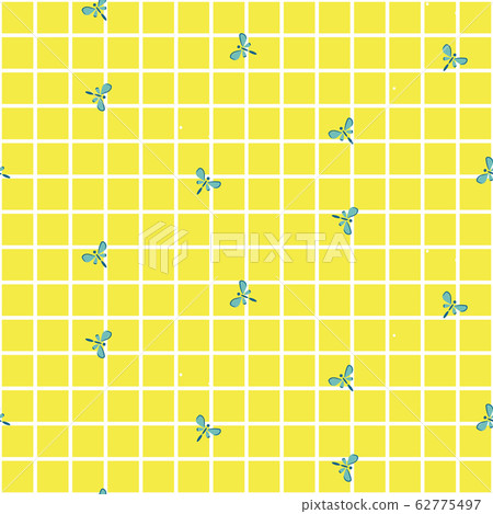 Little butterflies on a checkered yellow background. Simple seamless pattern. Little butterflies on a checkered yellow background. Simple seamless pattern. 62775497