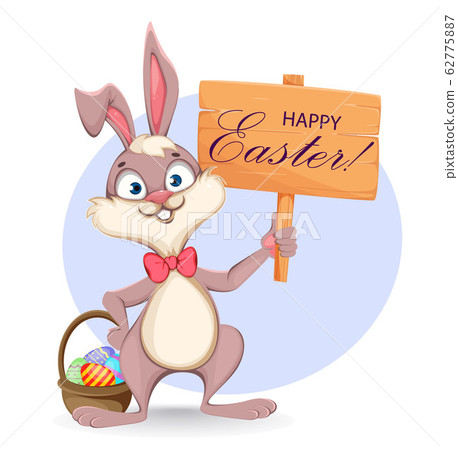 Happy Easter greeting card. Cartoon rabbit Happy Easter greeting card. Cartoon rabbit 62775887