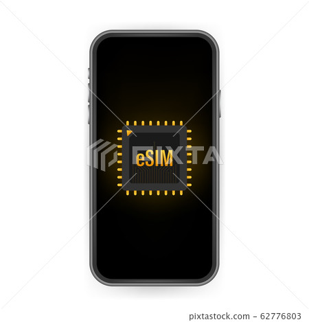 eSIM card chip sign. Embedded SIM concept. New 62776803