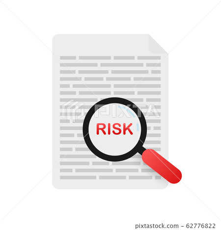 Risk Managment icon. Risk Word and Magnifying 62776822
