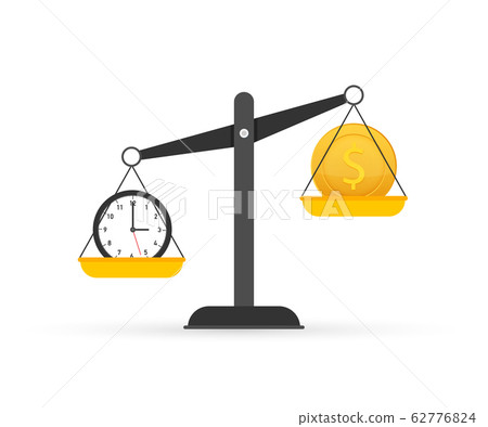 Time is money on scales icon. Money and time Time is money on scales icon. Money and time 62776824