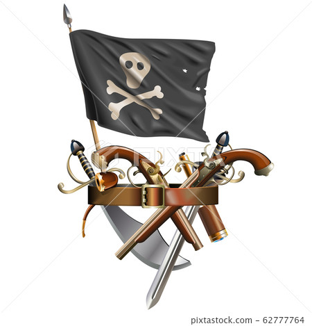 Vector Weapon Belt with Pirate Flag 62777764