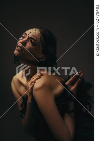 beauty elegant girl posing in black veil beauty elegant girl posing in black veil 62778483