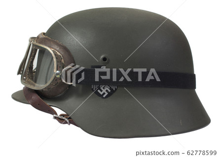 German nazi army helmet with protective goggles 62778599