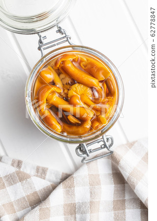 Pickled mushrooms. Marinated mushrooms. 62778847