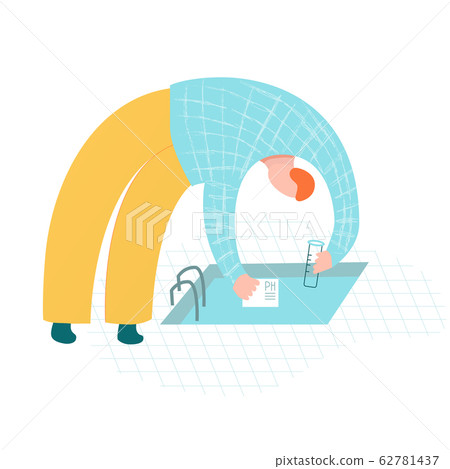 Pool maintenance worker testing water for pollution 62781437