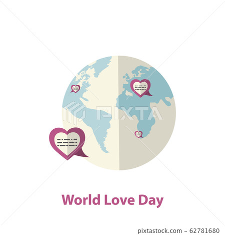 World love day concept with hearts and Earth globe World love day concept with hearts and Earth globe 62781680