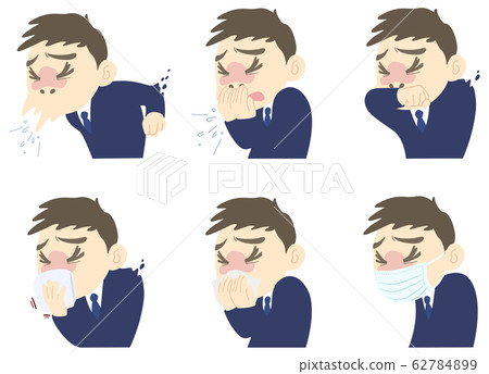 噴嚏禮節感染預防顏色設置 62784899