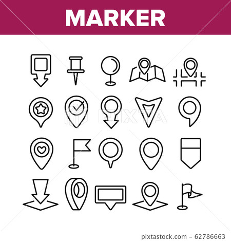 Marker Pointer Gps Map Collection Icons Set Vector 62786663