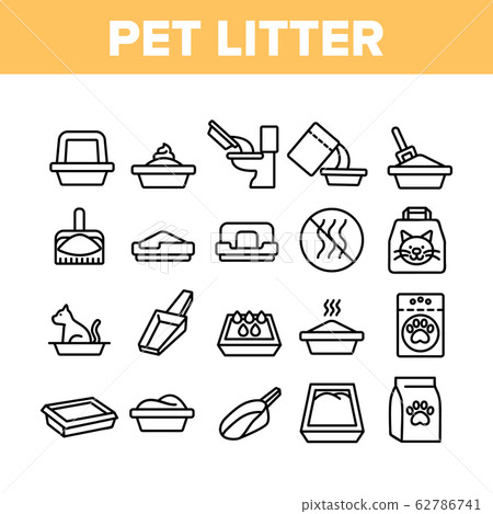 Pet Litter Accessory Collection Icons Set Vector Pet Litter Accessory Collection Icons Set Vector 62786741
