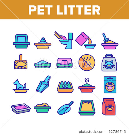 Pet Litter Accessory Collection Icons Set Vector Pet Litter Accessory Collection Icons Set Vector 62786743