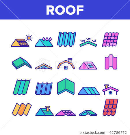 Roof Construction Collection Icons Set Vector 62786752
