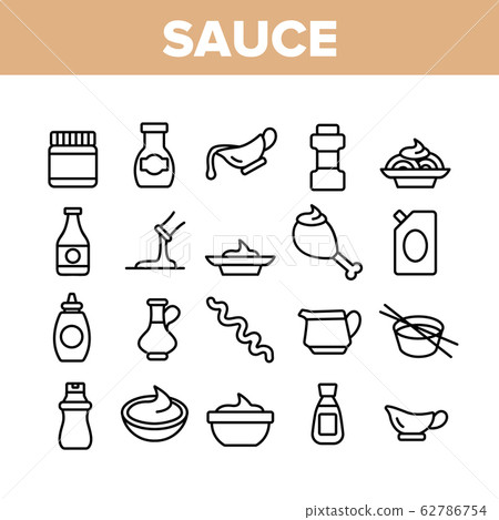 Sauce Spicy Cream Collection Icons Set Vector 62786754