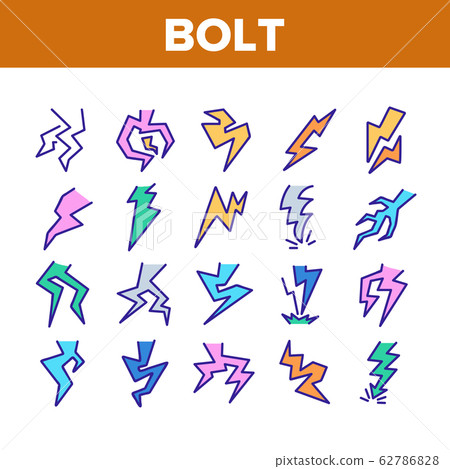 Bolt Lightning Flash Collection Icons Set Vector - Stock Illustration ...