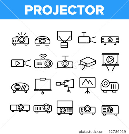 Projector Equipment Collection Icons Set Vector 62786919
