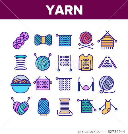 Yarn Ball For Knitting Collection Icons Set Vector 62786944