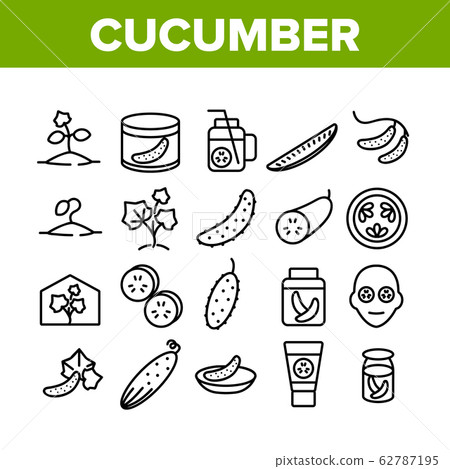 Cucumber Vegetable Collection Icons Set Vector 62787195