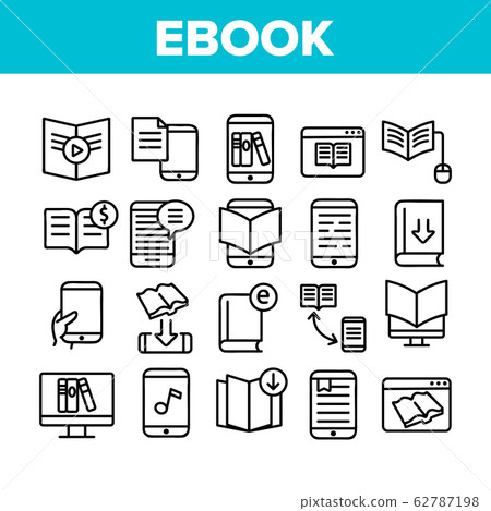 Ebook Electronic Tool Collection Icons Set Vector 62787198
