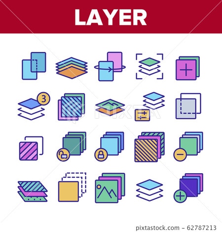 Layer Protect Material Collection Icons Set Vector Layer Protect Material Collection Icons Set Vector 62787213