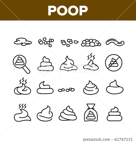 Poop Excrement Pile Collection Icons Set Vector - Stock Illustration ...