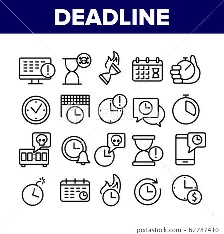 Deadline Time Over Collection Icons Set Vector 62787410