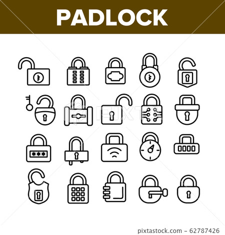Padlock Security Tool Collection Icons Set Vector Padlock Security Tool Collection Icons Set Vector 62787426