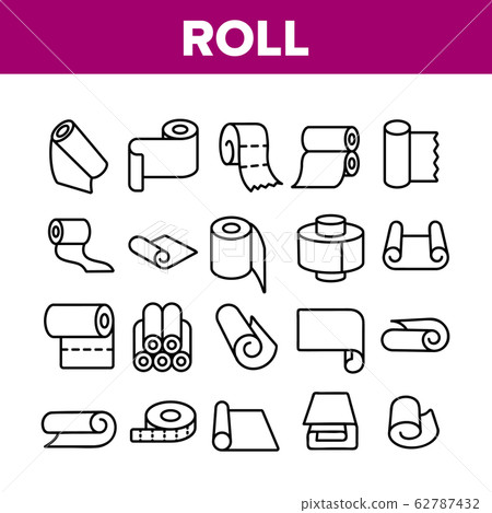 Roll And Reel Material Collection Icons Set Vector 62787432