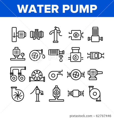 Water Pump Equipment Collection Icons Set Vector 62787446