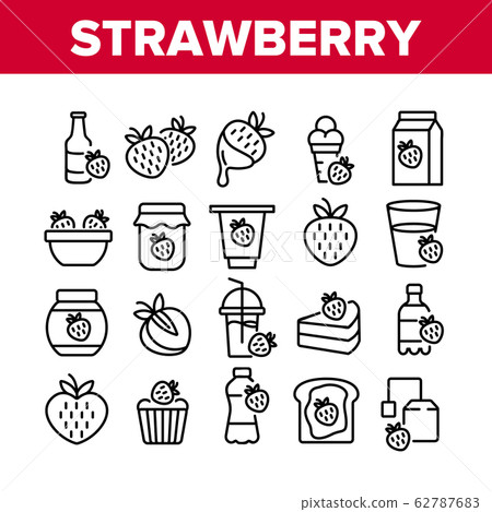 Strawberry Tasty Fruit Collection Icons Set Vector Strawberry Tasty Fruit Collection Icons Set Vector 62787683